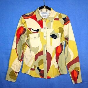 Vintage Central Falls Abstract Print Shirt - Women's Size M - Made in USA